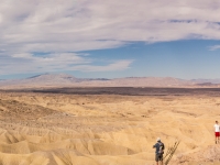 looking back towards the badlands with the group