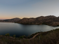 Hiking up past Lake Poway early in the morning
