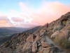 Jay on the trail with sunrise