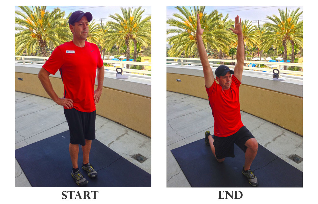 Backwards Lunges with hands overhead