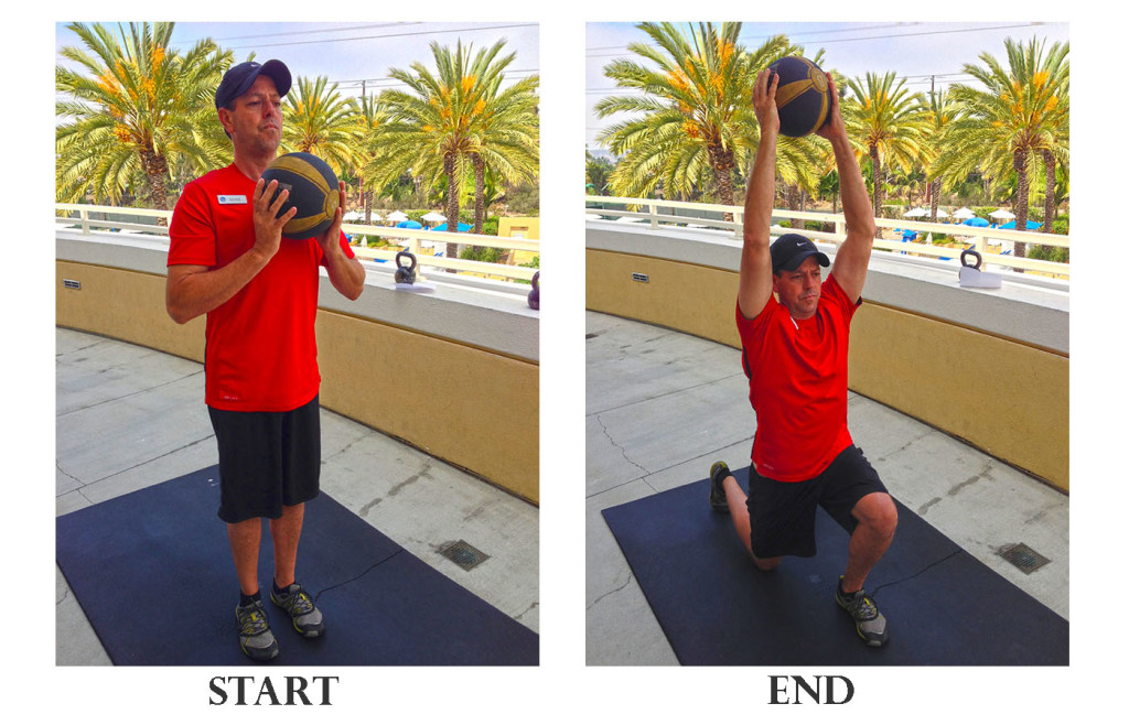 Backwards Lunges with weight overhead