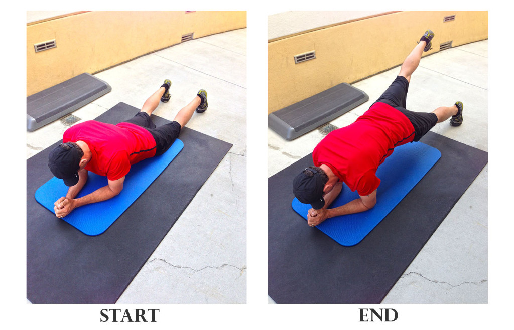 Static Prone Plank with 1 leg up in the air