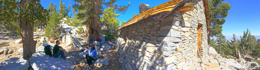 Sitting down for a bite to eat by the San Jacinto Emergency Hut