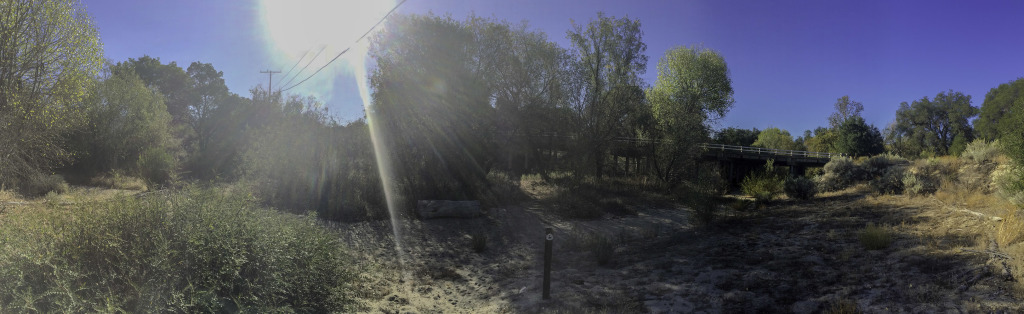 Starting the hike on the Pacific Crest Trail, under the bridge and along the Agua Caliente Creek to the other side