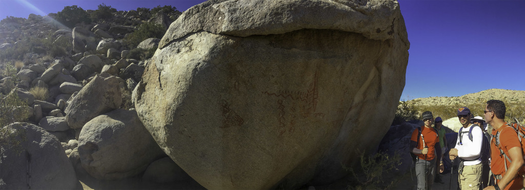 Taking a look at the Indian Pictrograph ( Petrogyphs)  on the way up to Whale Peak