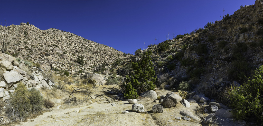 The mouth of Smugglers Canyon at the end of a giant canyon wash