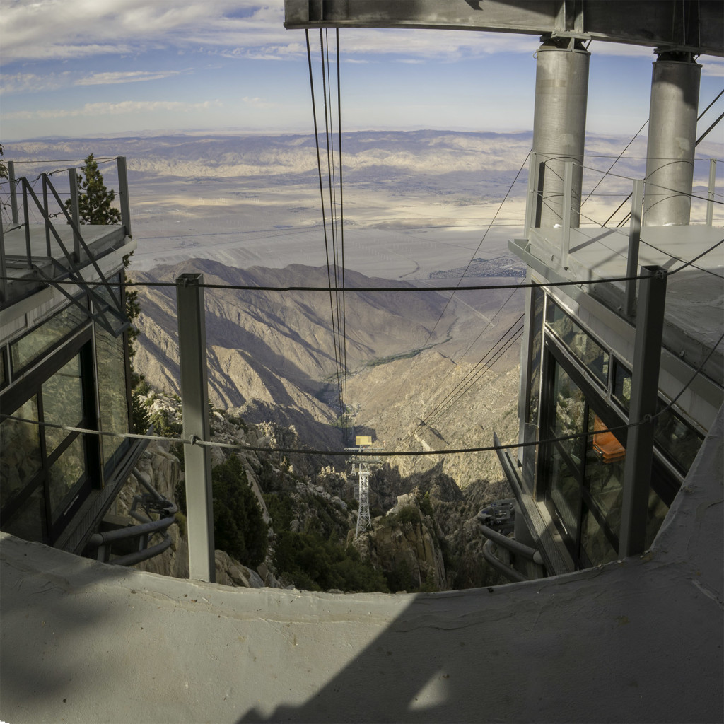 Looking down to the valley below from the top tram station.