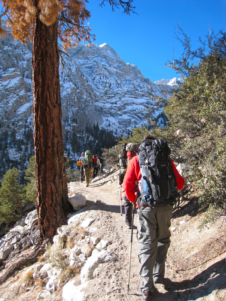 Heading up the trail in the beginning of the Mt Whitney Hike