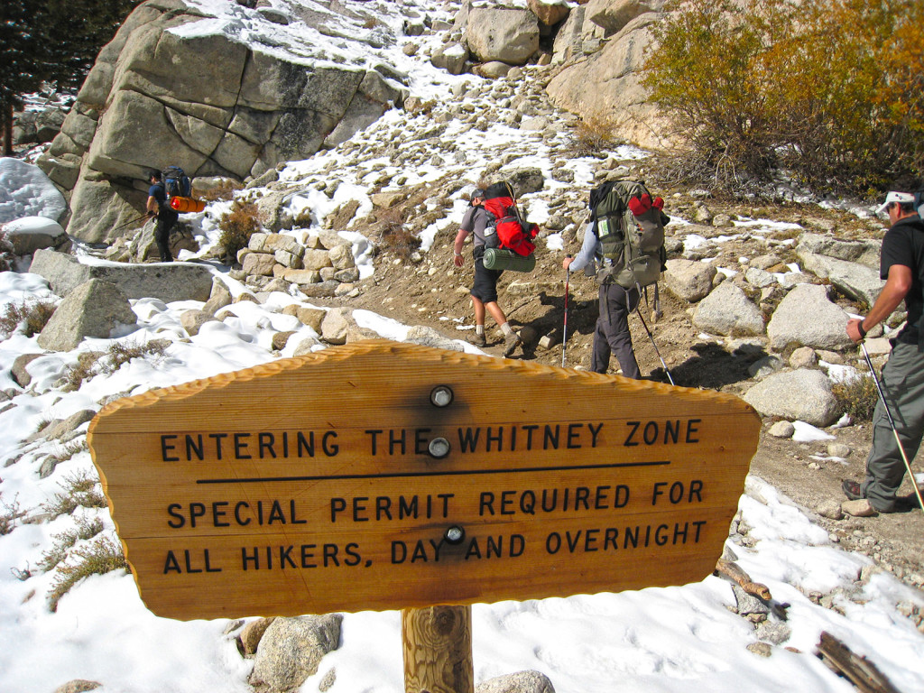 Entering the "Whitney Zone" permits are required past this point.