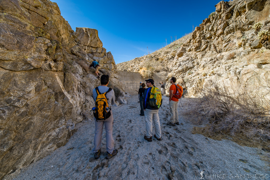 One of our hiking group finding his way up and around the dam