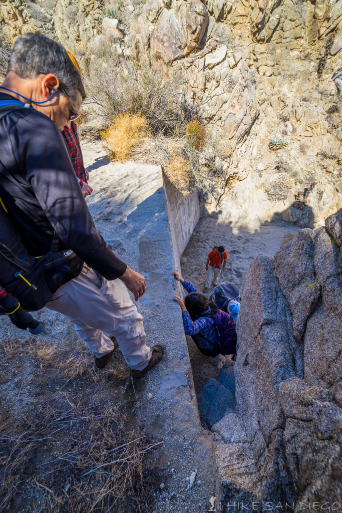 Members of our hiking group coming up the crevice on the 1st Harper Dam