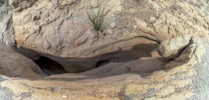 Looking down into the slot canyon from above