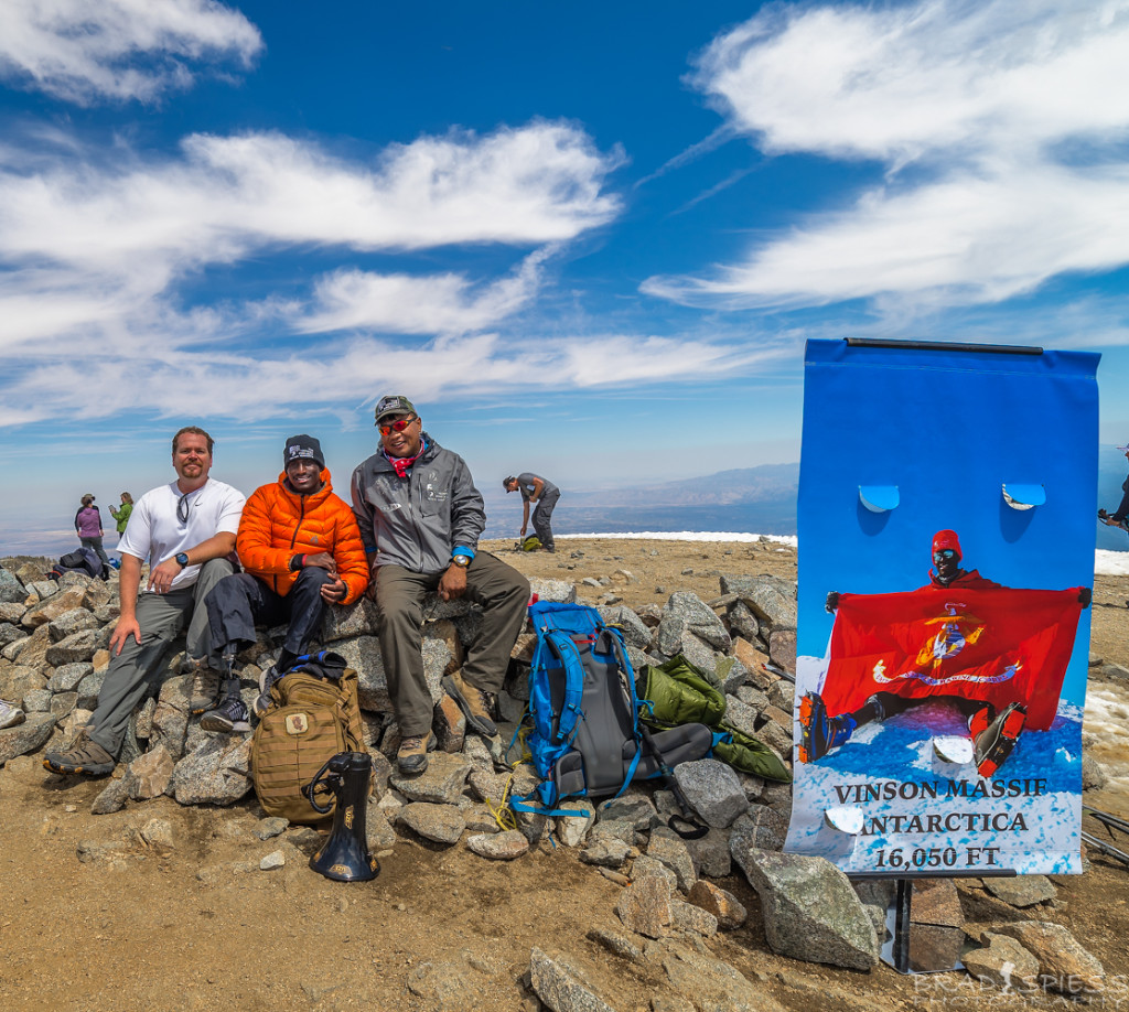 Veteran Kionte Storey , Gyalbu Sherpa and myself on the Mt Baldy Peak during the 2016 Climb for Heroes