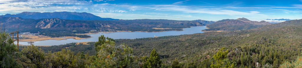 Big Bear Lake below. Snow Summit and Bear Mountain in the left side with San Gorgonio in the back ground, and off to the far right you can just make out the top of Mt Baldy. 
