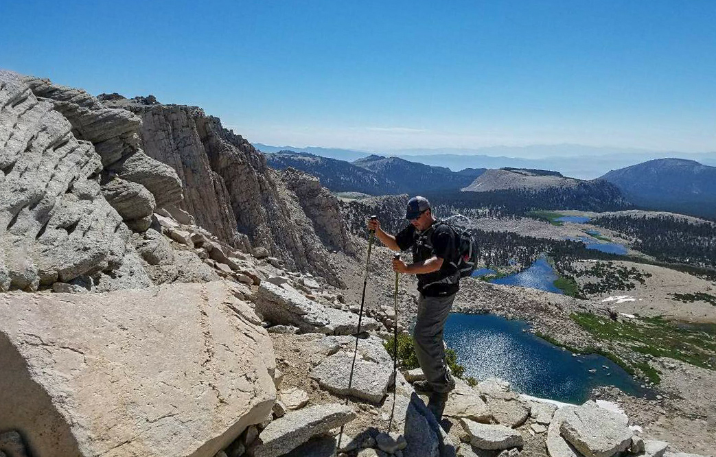 Looking back past High Lake and Long Lake from the switchbacks on New Army Pass