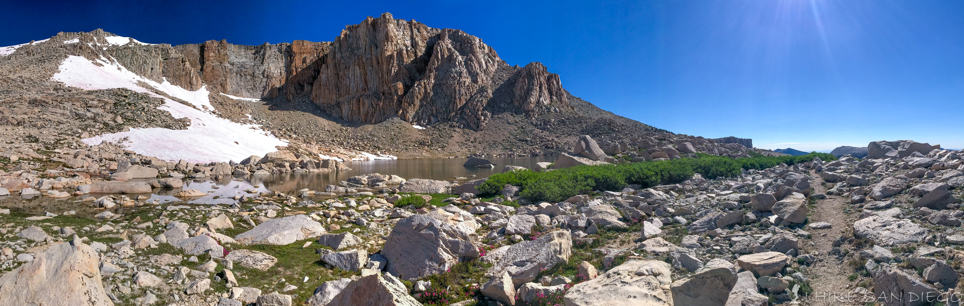 High Lake at 11,500 with sheer 800 foot cliffs behind the lake. 