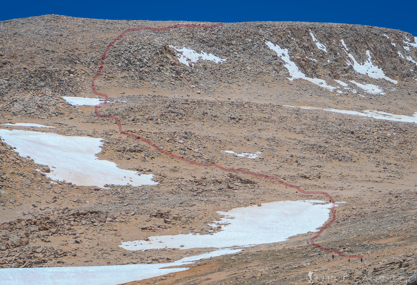 The general trail that people were following towards the top. 