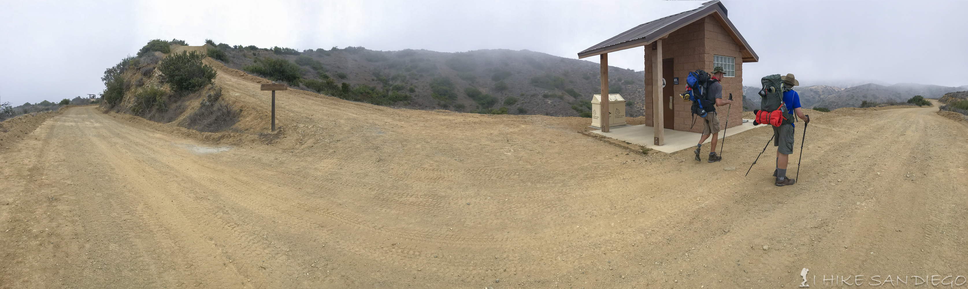 There is a restroom on the road not to long after you connect to it from the Hermit Gulch Trail