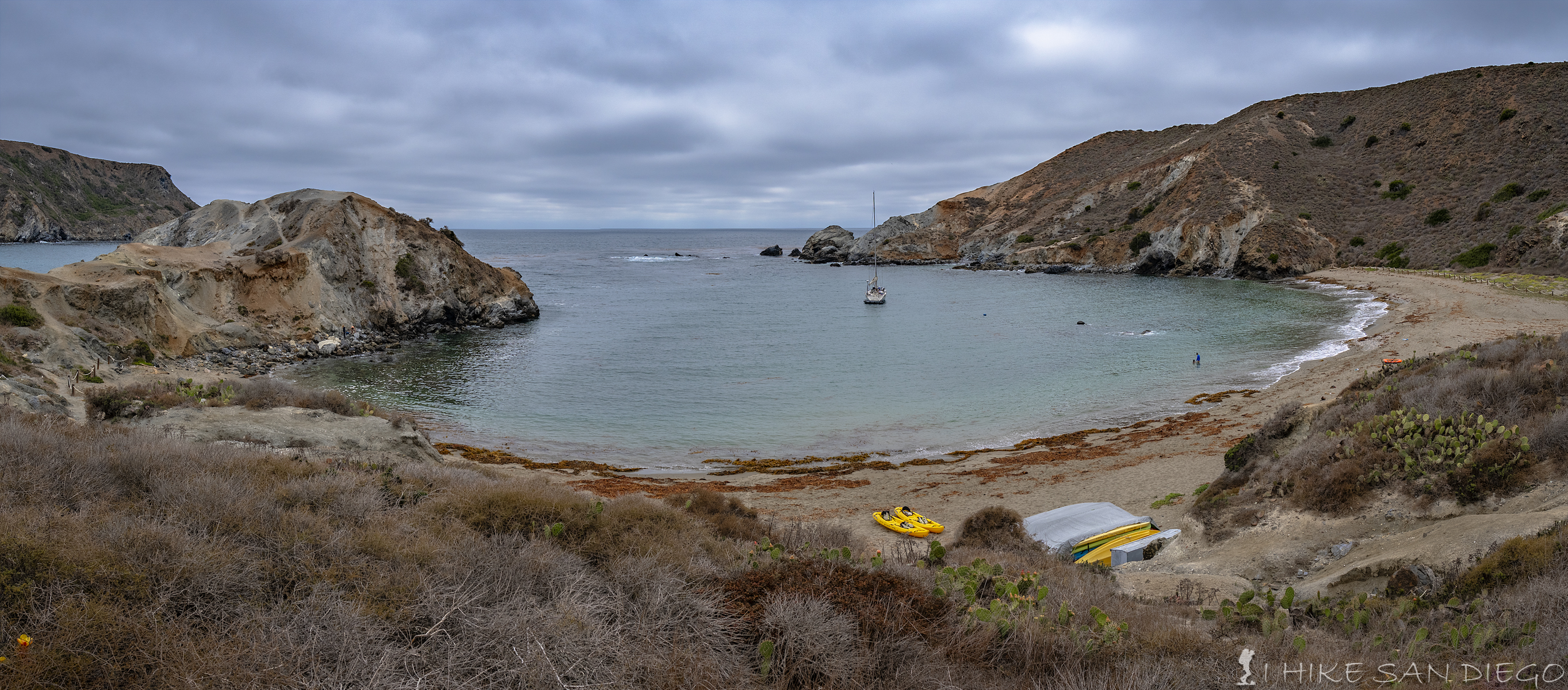 Little Harbor with a sailboat anchored in the middle. 