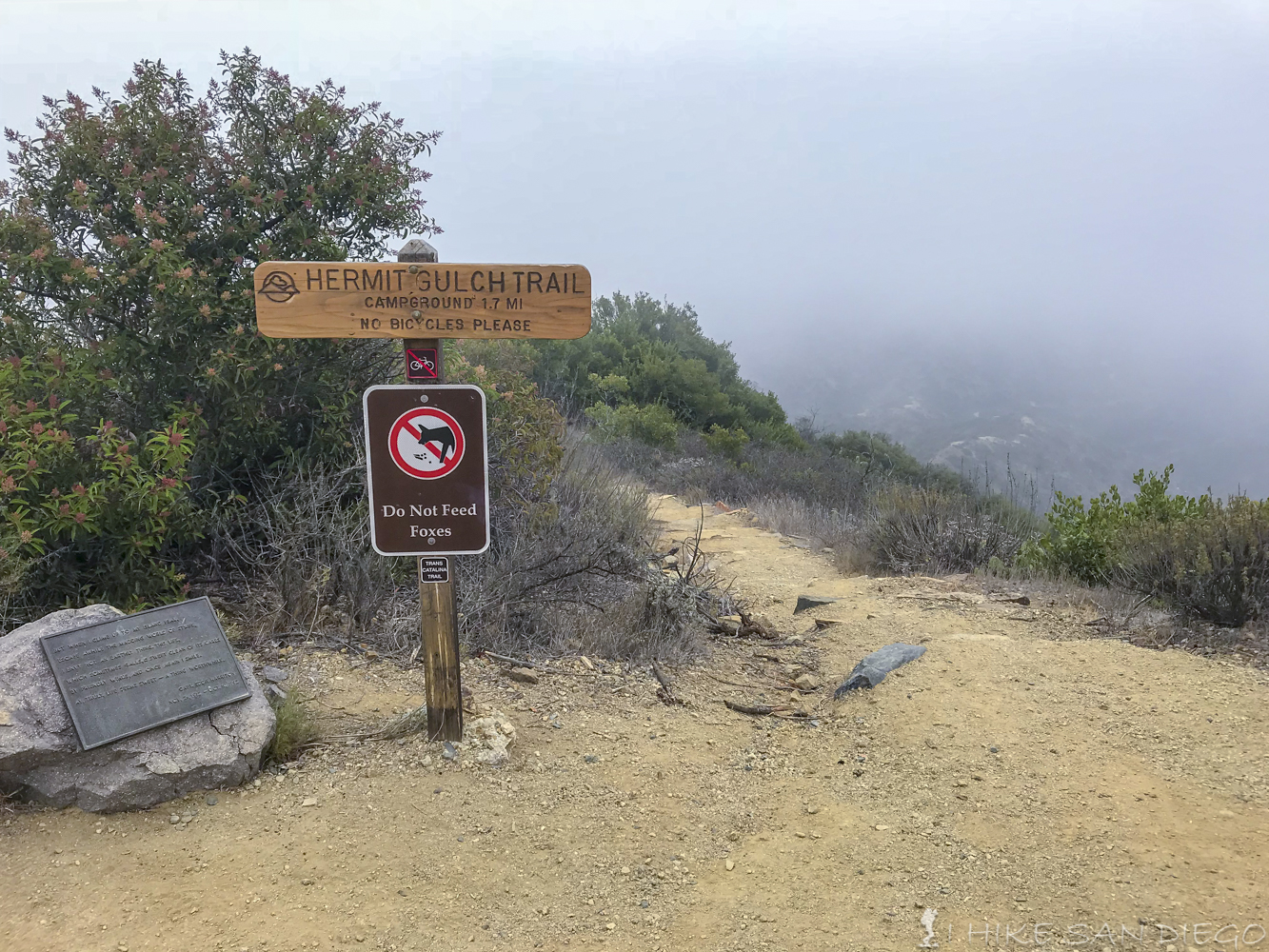 Sign telling you how far you just came up from Hermit Gulch 