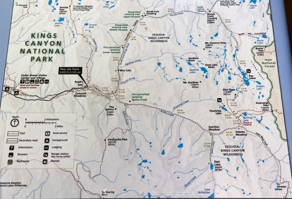 NPS Map of Rae Lakes Loop
