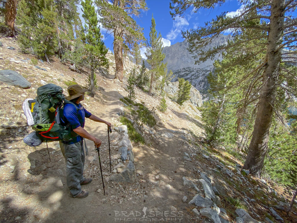 Pausing for a break on the switch backs as we head up towards Glenn Pass